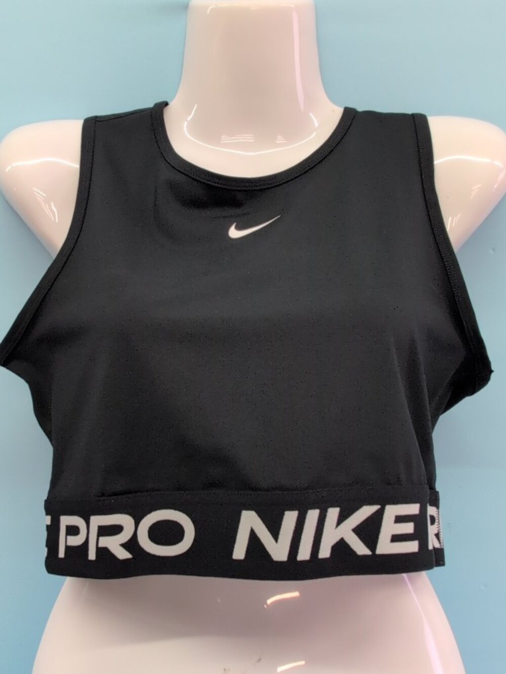Nike Pro Women's Dri Fit Cropped Training Tank Top Small Black FZ3615-010